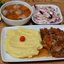 Ciorbă de perișoare + Ficăței de pui cu sos + Piure de cartofi + Salată de varză • L1