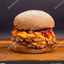 Burger Premium PINFLOY (Burger, rulo cabra, pulled pork, queso cheddar y salsa queso cheddar)