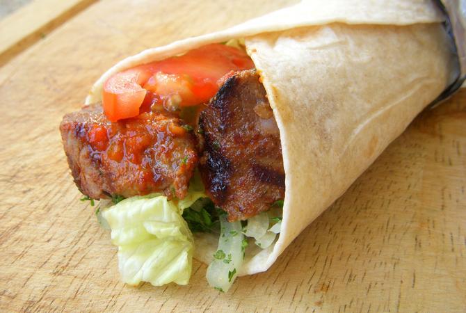 Beef kebab wrap
